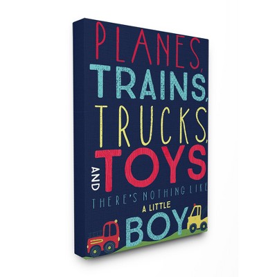 Planes Trains Trucks and Toys Stretched Canvas Wall Art (16"x20"x1.5) - Stupell Industries