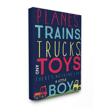 Planes Trains Trucks and Toys Stretched Canvas Kids' Wall Art (16"x20"x1.5) - Stupell Industries