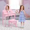 Kids Vanity Set, Princess Makeup Dressing Table and Stool Playset with Mirror & Drawers, Wooden Pretend Play Set - 4 of 4