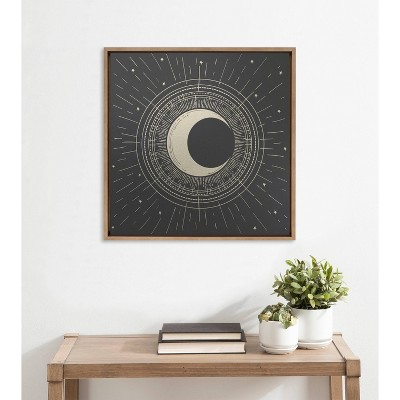 Kate & Laurel All Things Decor 22"x22" Sylvie Crescent Moon Art: Waunakee Framed, Modern Decorative Canvas