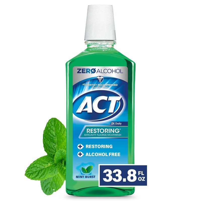 ACT Mint Burst Restoring Fluoride Rinse - 33.8 fl oz, 1 of 8