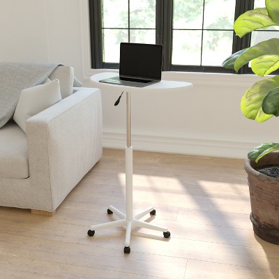 White Adjustable Mobile Laptop Desk with Casters