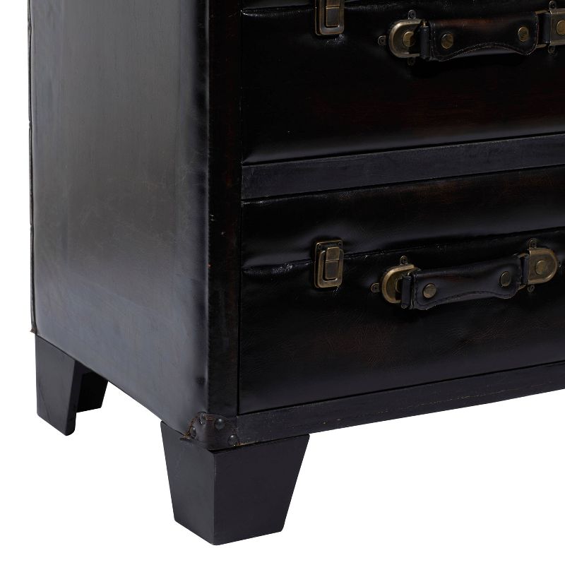 Traditional Wood and Faux Leather Cabinet Dark Brown - Olivia &#38; May, 5 of 20