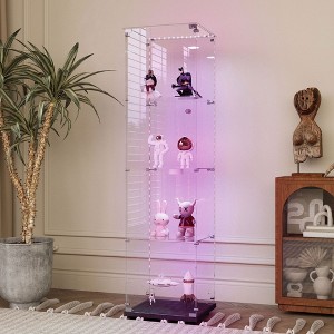 Multipurpose Tempered Glass Cabinet: Wine, Storage, File - with Battery-Powered Light and Adjustable Feet - 1 of 4