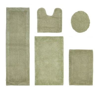 Edge Bath Rug 100% Premium Cotton Ultra-Soft Water Absorbent Tufted Solid Reversible 5 Piece Bathroom Rug Set for Machine Washable Bathmat