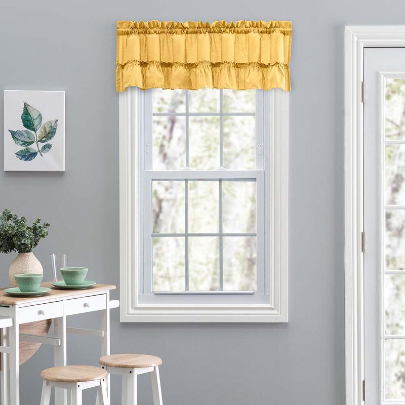 Ellis Stacey 1.5" Rod Pocket High Quality Fabric Solid Color Window Ruffled Filler Valance 54"x13" Yellow, 2 of 4