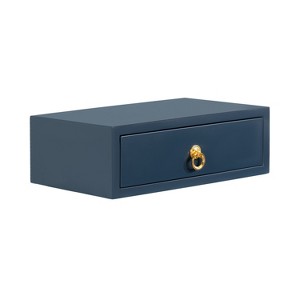Kate and Laurel Decklyn Rectangle MDF Floating Side Table, 18x12x6, Navy Blue and Gold - 1 of 4