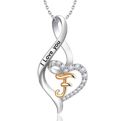 Molenia Heart Initial Necklace for Women, 925 Sterling Silver Heart Letter Pendant Necklace for Her, Fine Jewelry Necklace Gifts for Her Wife Women