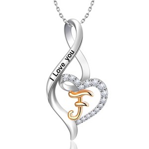 Molenia Heart Initial Necklace for Women, 925 Sterling Silver Heart Letter Pendant Necklace for Her, Fine Jewelry Necklace Gifts for Her Wife Women - 1 of 4