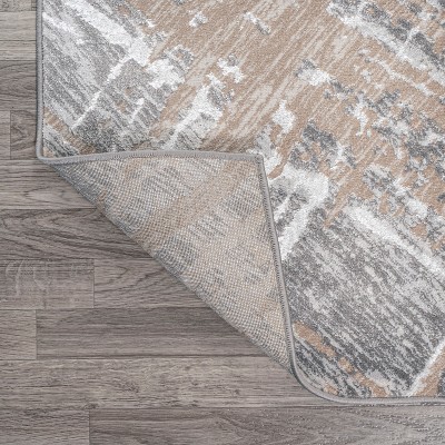 Beige and Gray Abstract Flat Woven Rectangular Area Rug