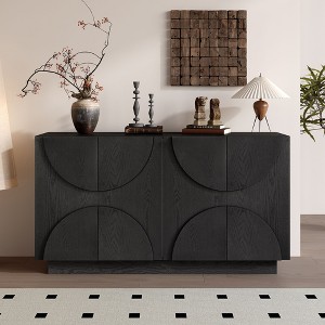 Okak Modern Storage Cabinet With 4 Door & Adjustable Shelf, Wood Sideboard Buffet Cabinet Ample Storage for Living Room,Diningroom,Kitchen - 1 of 4