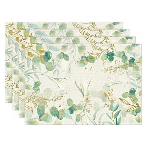 Aoibox Eucalyptus Summer Placemats Set of 4, Rustic Vintage Washable Table Mats for Dining, Spring Seasonal Holiday Decoration - 1 of 4