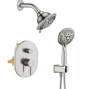 BRIGHT SHOWERS Shower Faucet Set, Rainfall Shower Head & Handheld Combo, Valve and Trim Kit, Complete Shower Fixtures for Bathroom - 1 of 4