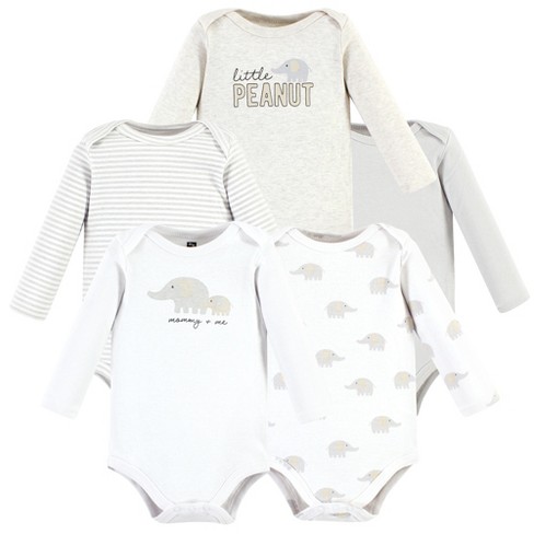 Hudson Baby Cotton Long-sleeve Bodysuits, Neutral Elephant, 0-3 Months :  Target