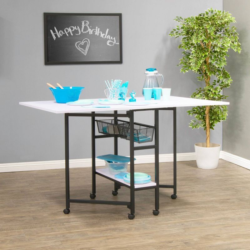 36&#34; Fixed Height Cutting Table with Basket Charcoal/White - Sew Ready, 3 of 18