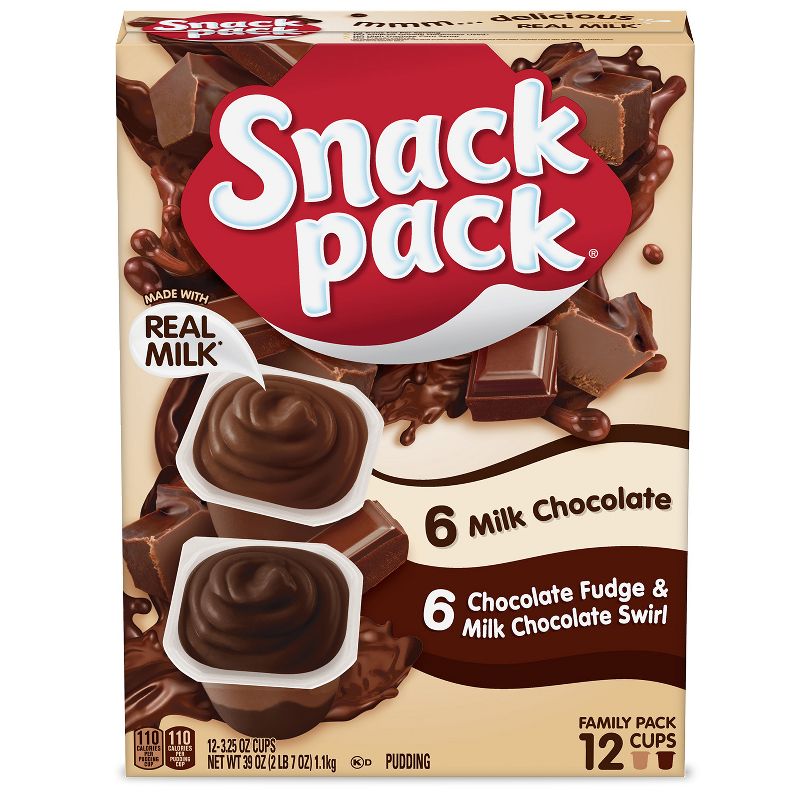 Snack Pack Chocolate Fudge &#38; Milk Chocolate Swirl Pudding - 39oz/12ct, 1 of 6
