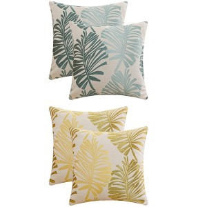 REGALWOVEN 4 Pcs Palm Leaf Pattern Decorative Throw Pillow Covers for Farmhouse Home Sofa Couch Bed - 1 of 4