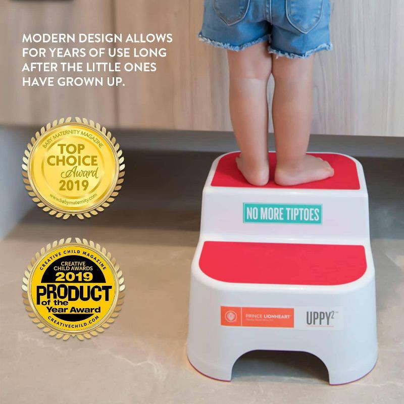 Prince Lionheart Uppy2 Step Stool for Kids&#39; Potty Training and Bathroom - Coral, 2 of 9