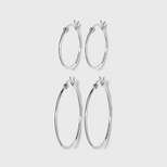 Women's Sterling Silver Click Hoop Earrings Set of 2 - Silver