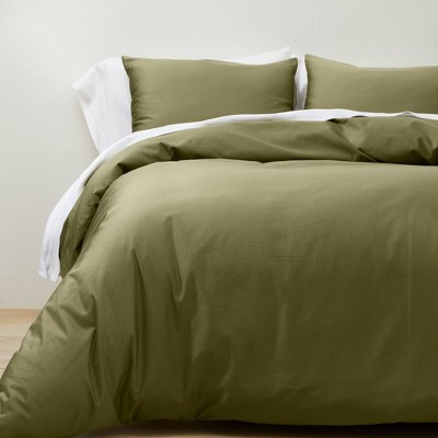 Moss Green linen bedding set with zipper – Linen Couture