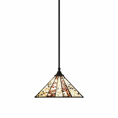 Toltec Lighting Any 1 - Light Pendant in  Matte Black with 14" Fiesta Art Glass Shade - image 1 of 1