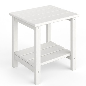 Side Table 2-Tier, 18" All Weather Resistant Patio Side Tables for Outside, End Table for Patio Pool Deck Indoor Backyard - 1 of 4