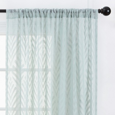 Chanasya 2pk Leaf Voile Sheer Window Curtain Panels - Set of 2 - 52 x 108 Inches Long - Sage