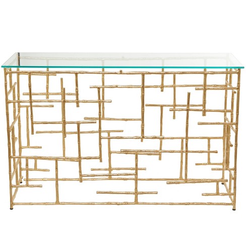 Contemporary Aluminum Console Table Gold - Olivia & May - image 1 of 4