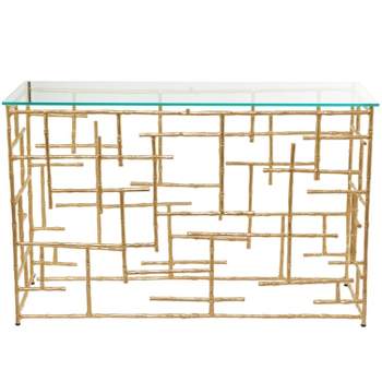 Contemporary Aluminum Console Table Gold - Olivia & May