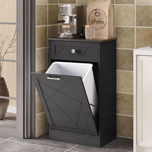 Trash Can, Dog Proof Tilt Out Trash Bin Holder, Hideaway Free Standing Trash Cabinet - 1 of 4
