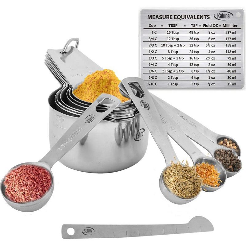 Kaluns Measuring Cups and Spoons Set, 16 Piece, Stainless Steel, 2 of 7