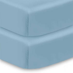BreathableBaby Cotton Percale Fitted Sheet, For 52" x 28" Crib & Toddler Bed Mattress (2-Pack) Solid - 1 of 4