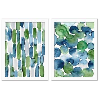 Americanflat Abstract (Set Of 2) Watercolor Blue Green Strokes By Lisa Nohren Wall Art Set