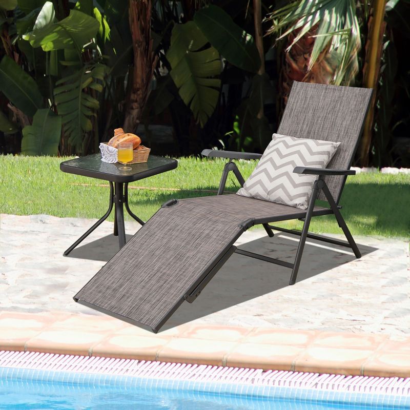 Tangkula Outdoor Adjustable Chaise Lounge Chair Patio Beach Folding Recliner Lounge, 3 of 9