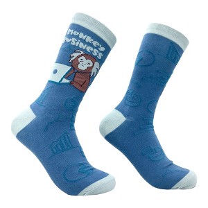 Crazy Dog T-Shirts Men's Monkey Business Socks Funny Ape Office Work Employee Joke Footwear - 1 of 4