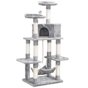 Yaheetech 59"H 4-Level Plush Cat Tree with Condos - Light Gray - 1 of 4