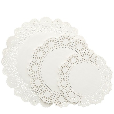 SOL 150pk Round Paper Doilies 8.5 And 6.5 Inch White Lace Sheets Cake Plates Table Decor Baking Afternoon Tea Buffet Food Presentation Disposable - View #8