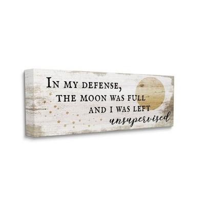 Stupell Industries Full Moon Unsupervised Phrase Rustic Halloween Charm