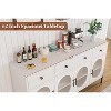 Buffet Cabinet with Storage, Wooden Buffet Cabinet with 3 Drawers & 4 Glass Doors, Coffee Bar Cabinet Buffet Table for Dinning Room, Kitchen - 4 of 4