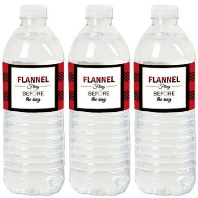 Big Dot of Happiness Flannel Fling Before the Ring - Buffalo Plaid Bachelorette Party Water Bottle Sticker Labels - Set of 20