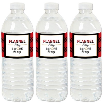 Big Dot of Happiness Flannel Fling Before the Ring - Buffalo Plaid Bachelorette Party Water Bottle Sticker Labels - Set of 20