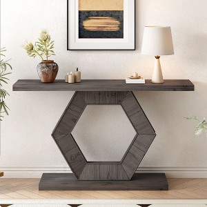 Okak Innovative Stylish Console Table with Hollow Hexagon Legs,Fir Veneer Entryway Table,Narrow Foyer Table for Hallway,Living Room,Dining Room - 1 of 4