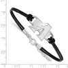 Black Bow Jewelry Sterling Silver Rhodium MLB Ariz. Diamondbacks Leather Bracelet 7 In - image 2 of 3