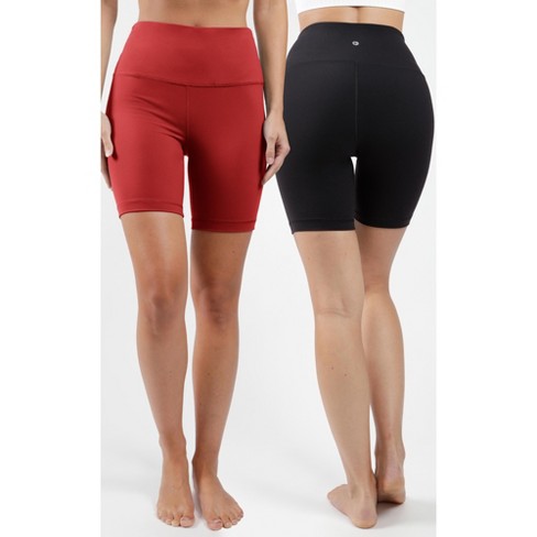 90 Degree By Reflex Womens 2 Pack High Waist Power Flex Yoga Shorts Tummy  Control 7 Biker Shorts - Sangria / Black - X Small : Target