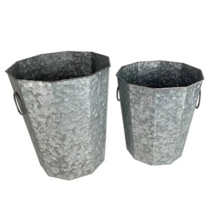 Slickblue Galvanized Metal Desk Planter, Geometric Wire Design, Planter & Holder, Contemporary, Silver, Size Options - 1 of 4