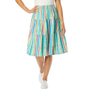 Woman Within Plus Size Elastic-Waist Knit Tiered Skirt - 1 of 4