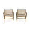 Okak 16" Rustic Patio Accent Chairs Premium Acacia Armchair with Woven Wicker Finish Seat&Back,Set of 2,Patio Furniture Seating,Natural - 2 of 4