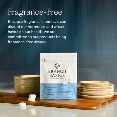 Branch Basics Fragrance-Free Dishwasher Tablets - 38ct: Dye-Free, Sulfate-Free, Removes Grease, Multi-Surface