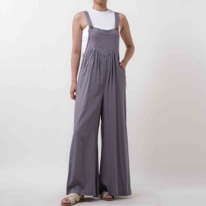Women's Wide Leg Overall- Breathable Viscose/Linen Blend with Adjustable Straps Cherie Code - 1 of 4