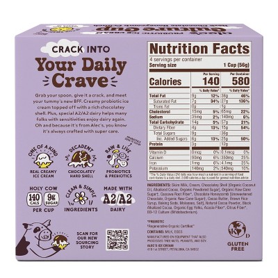 Alec's Ice Cream Culture Cup Frozen Dark Chocolate Honeycomb Crunch - 14 fl oz/4ct